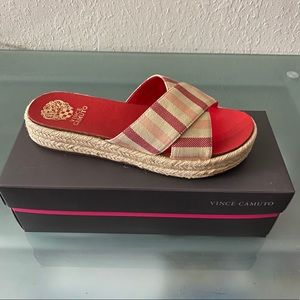 Vince Camuto Red and Cream Espadrille Sandals
